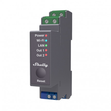 SHELLY - Module rail DIN 2 canaux Wi-Fi Shelly Pro 2 (contact sec)