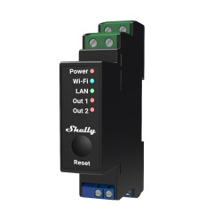 SHELLY - 2 channel DIN rail relay switch with power metering and Wi-Fi
