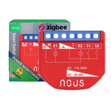 NOUS - Zigbee ON/OFF Module + Consumption Measurement (10A DC, 16A AC)