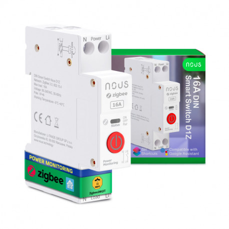 NOUS - Zigbee module 16A + Consumption measurement Din Rail Format