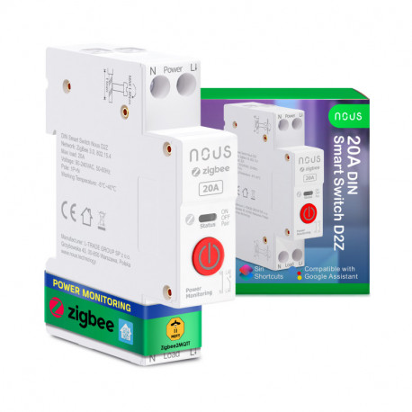 NOUS - Module Zigbee Rail DIN 20A + Mesure de consommation