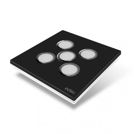 EDISIO - Interrupteur Elegance Noir 5 Touches Base Blanche