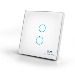 MCOHOME - Interrupteur tactile en verre Z-Wave 2 charges, Blanc